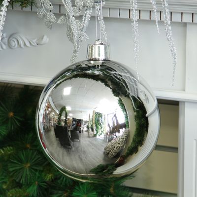 Silver Shiny Shatterproof Bauble (x1) (25cm)