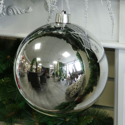 Silver Shiny Shatterproof Bauble (x1) (30cm)