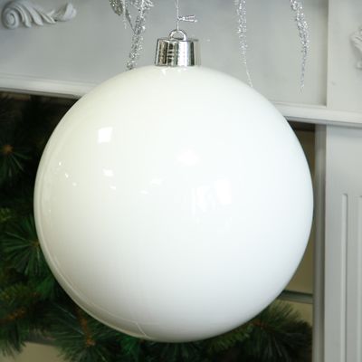 White Shiny Shatterproof Bauble (x1) (30cm)