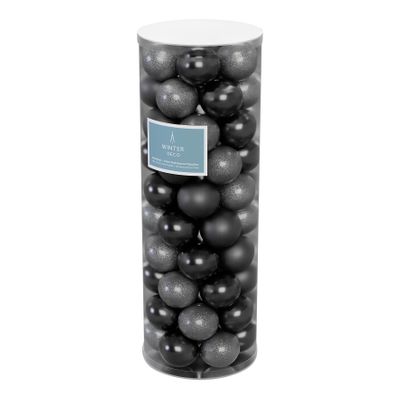 Pewter 10cm Plastic Ball in tube (matt,shiny,glitter) x 50