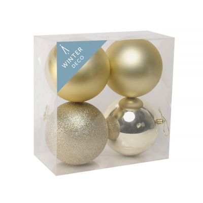 Champagne Shatterproof Baubles (12cm) (4 pieces)