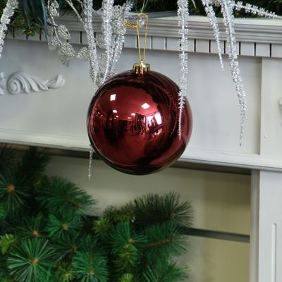 Burgundy Shiny Shatterproof Bauble (x1) (15cm)