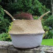 20cm Grey & Natural Two Tone Belly Basket