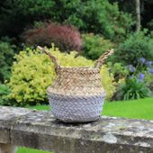 11.5cm Grey & Natural Two Tone Belly Basket