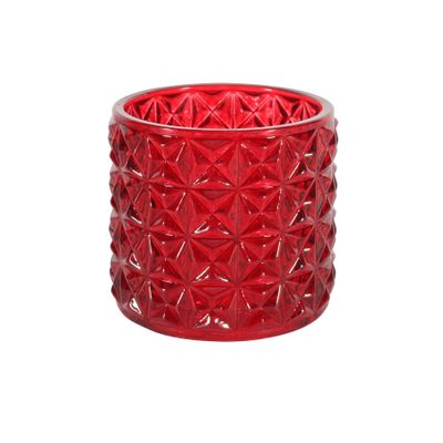 Red Geometric Cylinder Votive Candle Holder