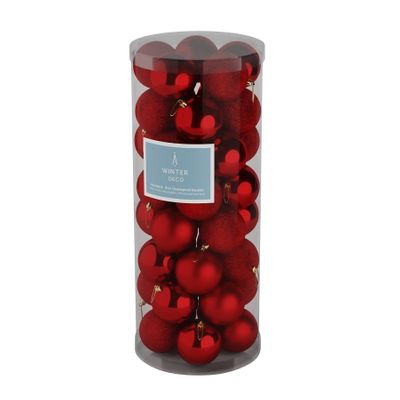 Red 8cm Plastic Ball in tube (matt,shiny,glitter) x 40