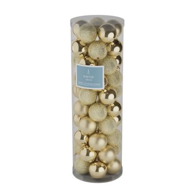 Champagne  10cm Plastic Ball in tube (matt,shiny,glitter) x 50