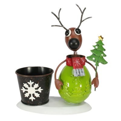 Novelty Zinc Reindeer - Green Body with 7cm Pot (12)