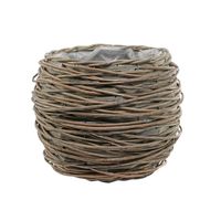 20cm Round Full Willow Basket Light Brown