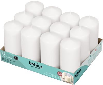 Bolsius Professional Pillar Candle - White  - 118/58mm  - Tray of 12