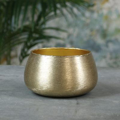 Hyde Park Brush Metal Pot Cover Medium Brushed Gold