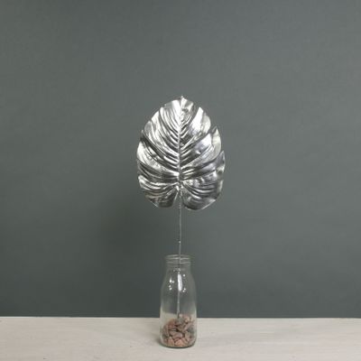 Metallic Monstera leaf sml Silver