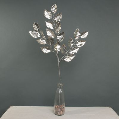 Metallic Birch leaf Spray Champagne