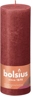 Bolsius Rustic Shine Pillar Candle 190 x 68- Delicate Red