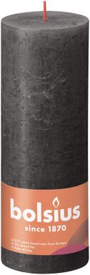 Bolsius Rustic Shine Pillar Candle 190 x 68- Stormy Grey