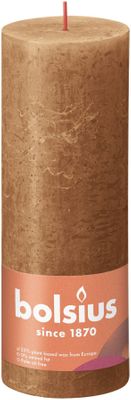 Bolsius Rustic Shine Pillar Candle 190 x 68- Spice Brown