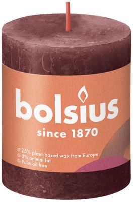 Bolsius Rustic Shine Pillar Candle 80 x 68 - Velvet Red