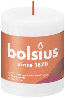 Bolsius Rustic Shine Pillar Candle 80 x 68 - Cloudy White