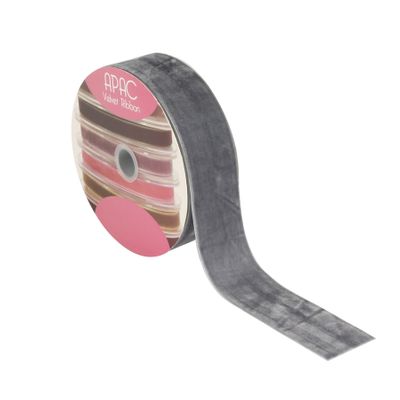 Grey Velvet Ribbon 50mm x 20m