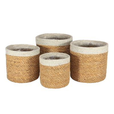 Set of 4 Hogla Basket w/Liner (Natural & Silver)