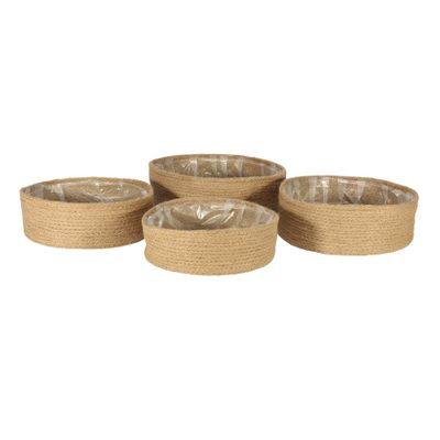 Set of 4 Jute Basket  w/Liner (Natural )