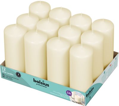 Bolsius Professional Pillar Candles 170/58mm Tray 12 - Ivory 