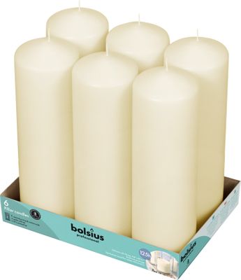 Bolsius Professional Pillar Candles 250/78mm Tray 6 - Ivory