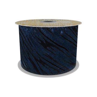 Navy /Black  Shimmer Zebra Print  Ribbon 63mm x 10yd