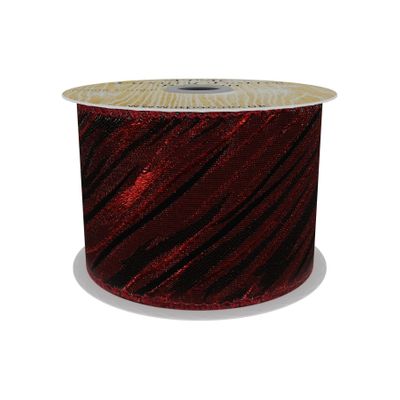 Red /Black  Shimmer Zebra Print  Ribbon 63mm x 10yd