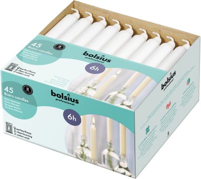 Bolsius Professional Bistro Candles 180/21.3mm bx 45 - White