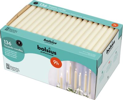 Bolsius Torpedo Candles 240/22 mm - Ivory - Box of 136