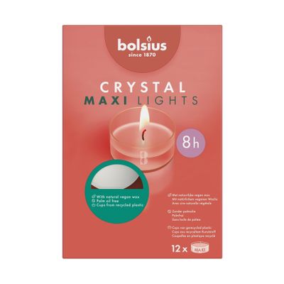 Bolsius Crystal Lights Clear Cup Tea  Lights 6hr  Box 24