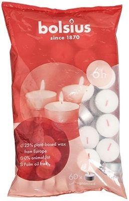 Bolsius Sustainable Tea Lights 6 hr Bag  60