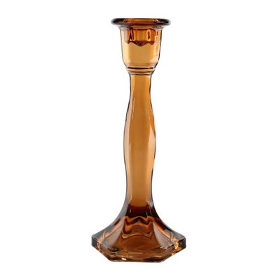 Valentia Candlestick -Mocha Coloured Glass H23cm