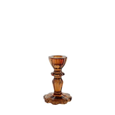 Thea Candlestick -Mocha Coloured Glass H11cm