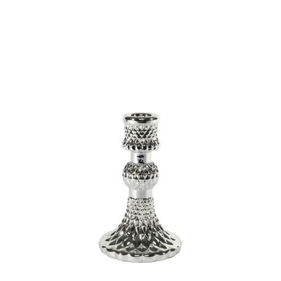 Juliet Candlestick- Electroplate Silver  Glass H13cm