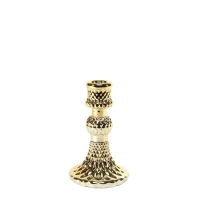 Juliet Candlestick -Electroplate Gold GlassH13cm