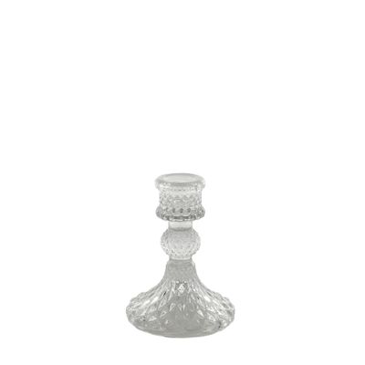 Flora Candlestick -Clear Glass H10cm