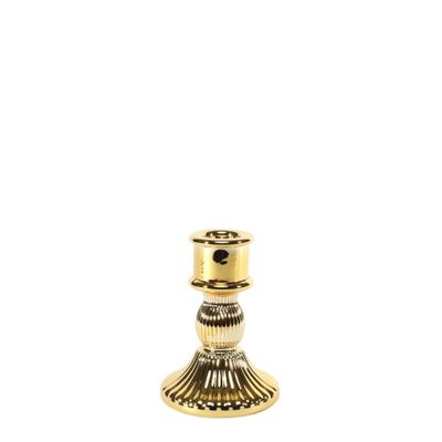 Paloma Candlestick -Electroplate Gold Glass H10.5cm