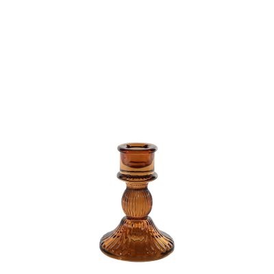 Paloma Candlestick -Mocha Coloured Glass H10.5cm