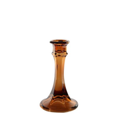 Genevive Candlestick- Mocha Coloured Glass H15cm