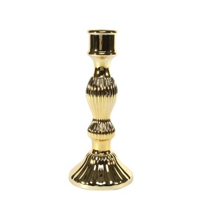 Amaya Candlestick- Electroplate Gold Glass H20cm