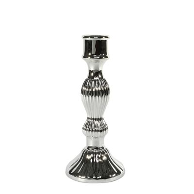 Amaya Candlestick- Electroplate Silver Glass H20cm