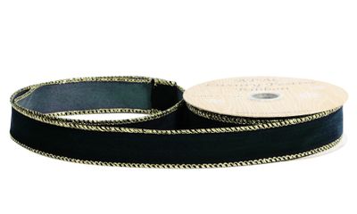 Black Velvet Ribbon With Wire Edge 25mm x 10yd