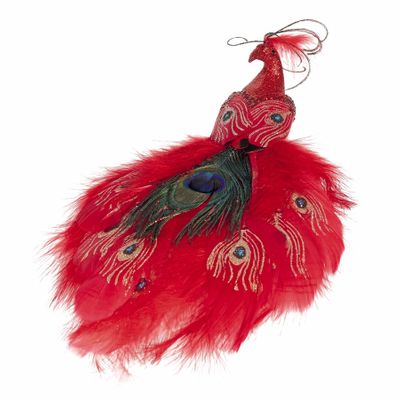 Red Peacock with Clip L30cm