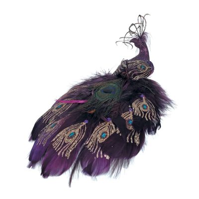 Purple Peacock with Clip L30cm