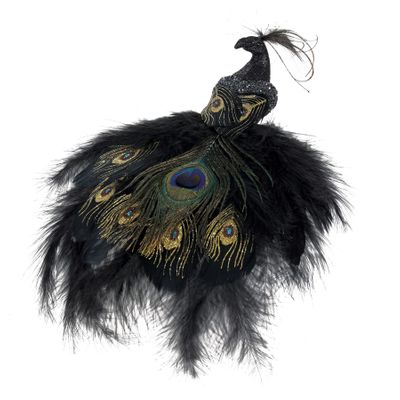 Black Peacock with Clip L30cm