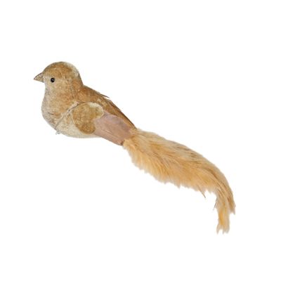 Gold Velvet Bird With Clip L30cm