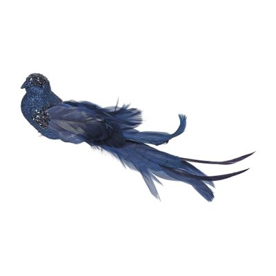 Navy Glitter Bird with Clip L23cm