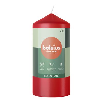 Bolsius Essentials Pillar Candle - 120x58mm - Delicate Red